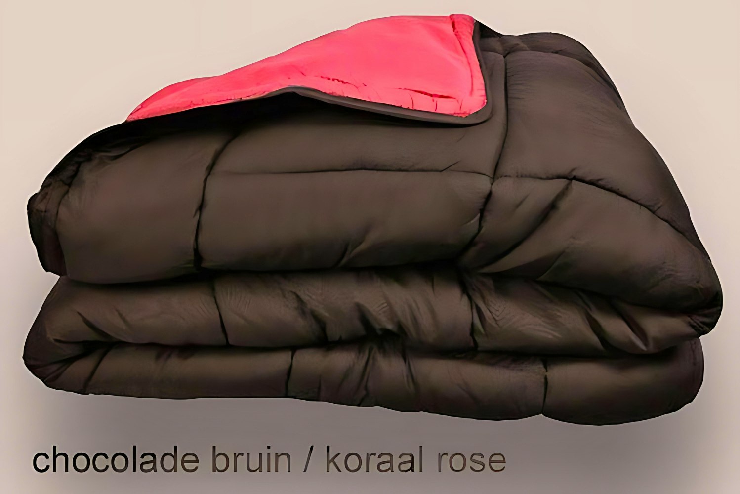 Dekbed met vaste overtrek koraal rose - choco bruin