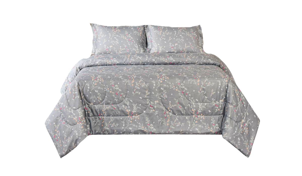 All in one dekbed Sara - grijs bloemen