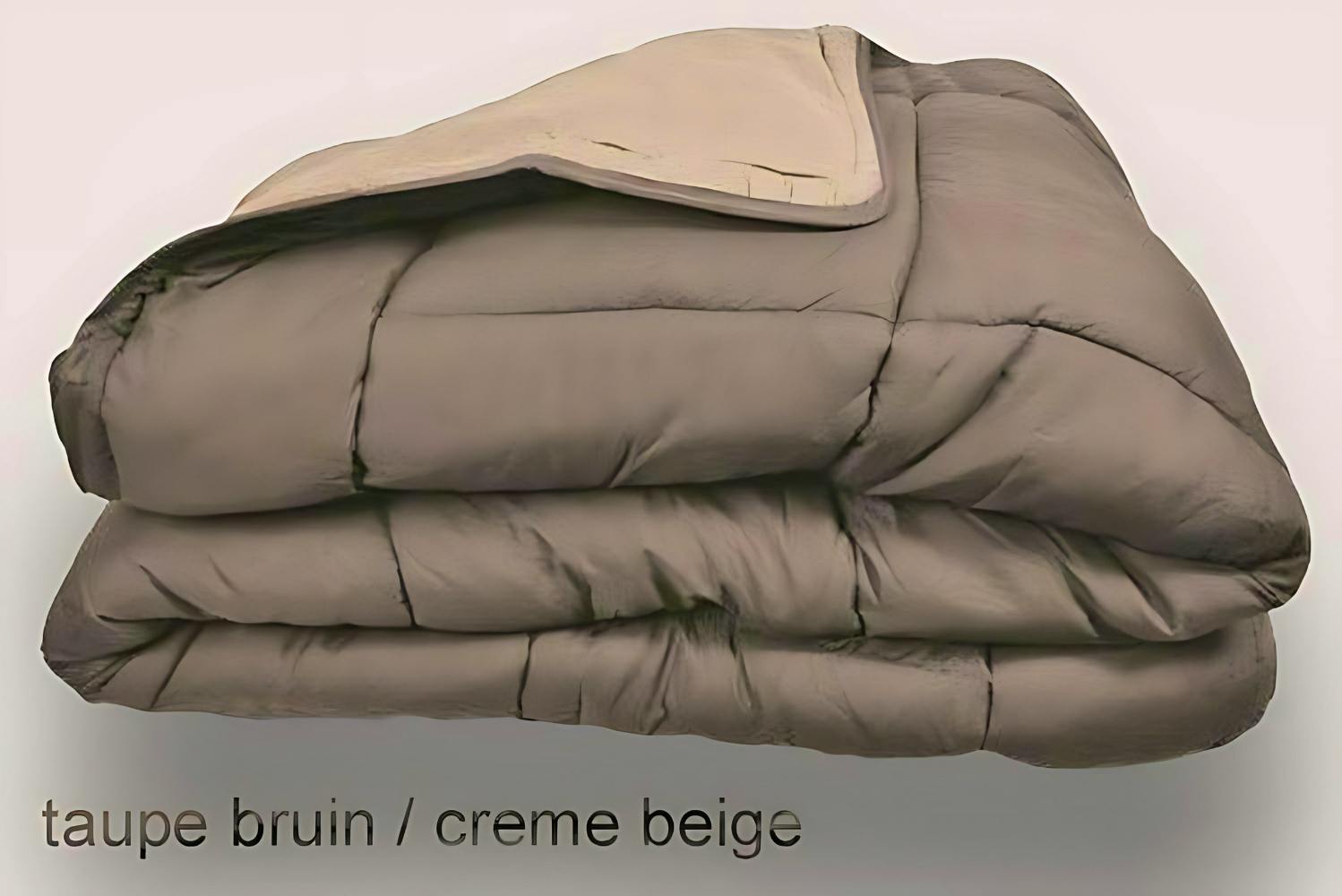 Dekbed met vaste overtrek taupe bruin - creme beige