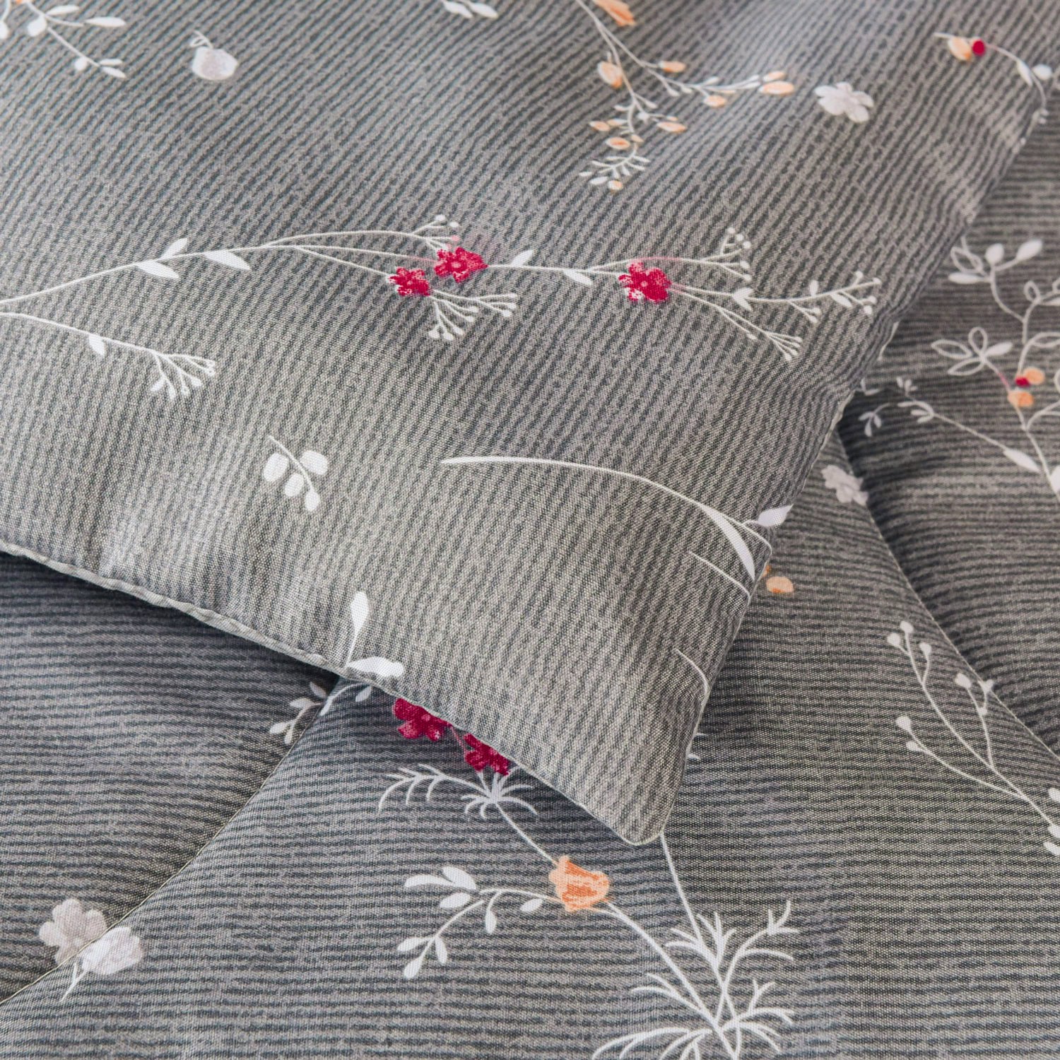 Kussensloop Sara - Grijs - Bloemen