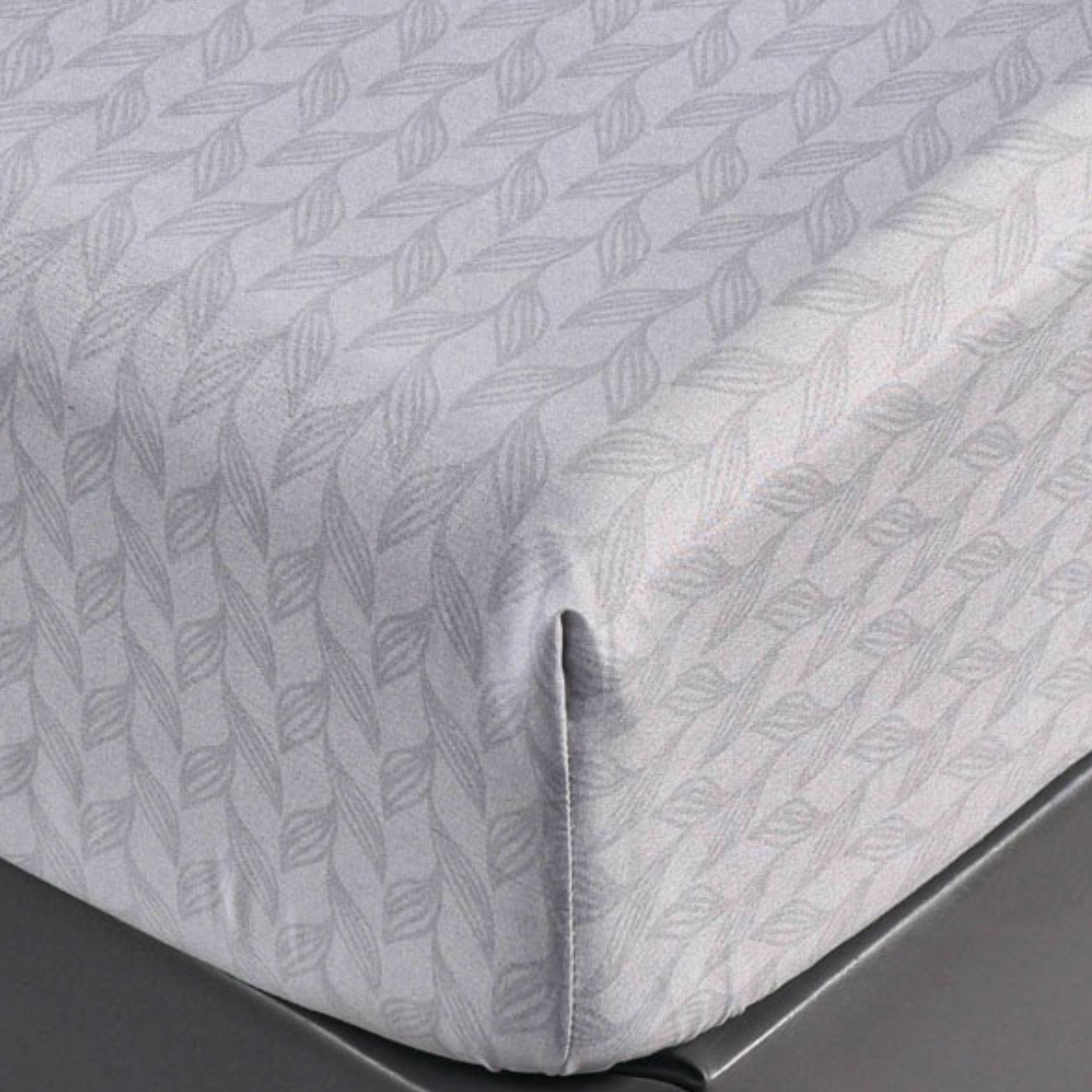 Hoeslaken grijs - bladeren print - 90x200 - 140x200 - 180x200