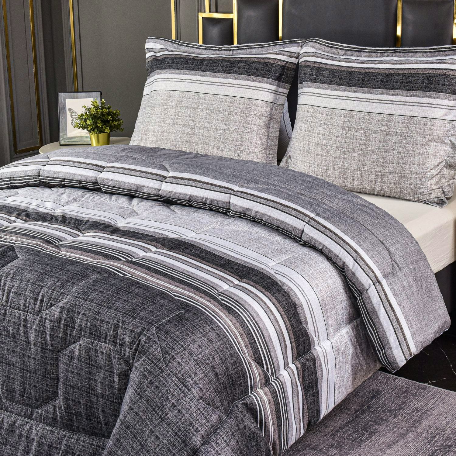 Lazy Dekbed zonder hoes - Velvet - grijs/zwart